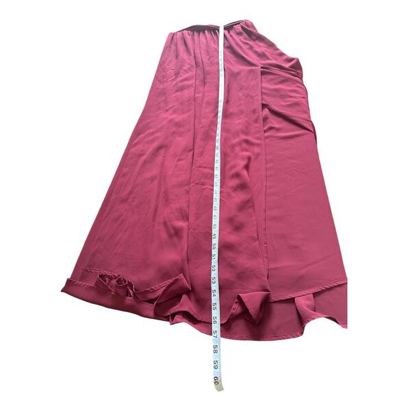 Lulus Heavenly Hues Burgundy Formal Chiffon V-neck Maxi Dress Size Small - Picture 11 of 11